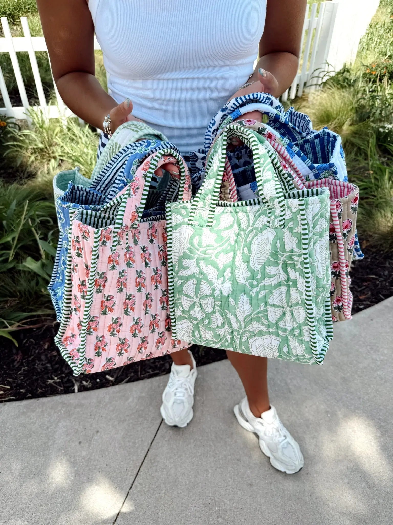 Quilted Block-Print Mini Tote Bag KenzKustomz