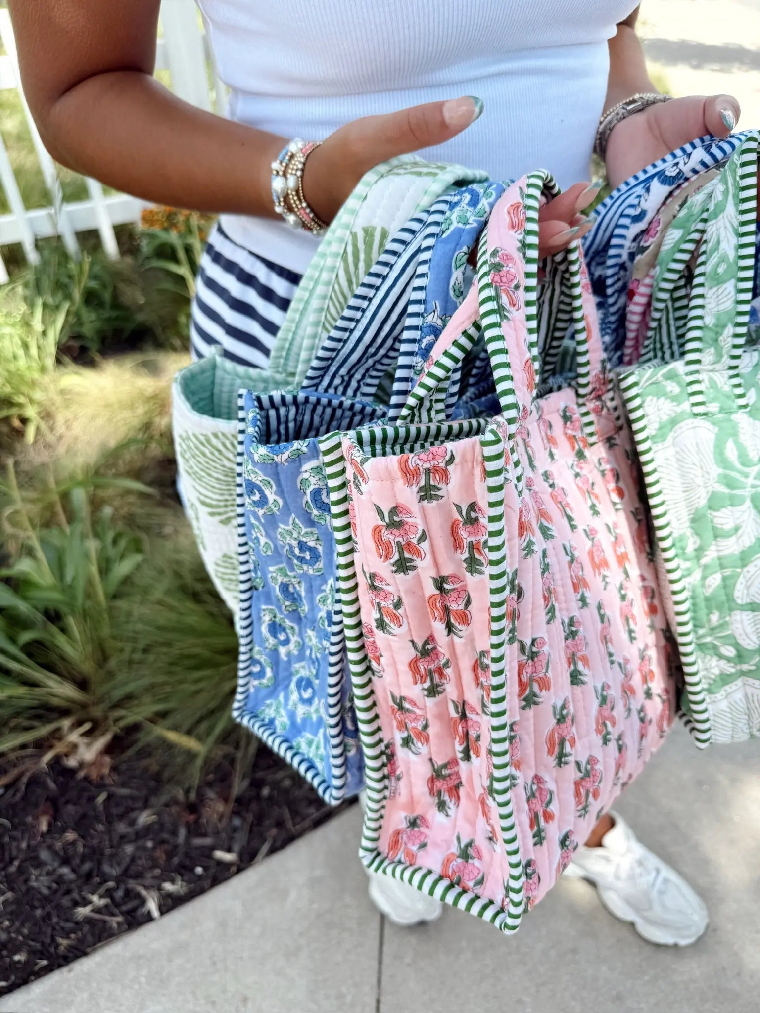 Quilted Block-Print Mini Tote Bag KenzKustomz