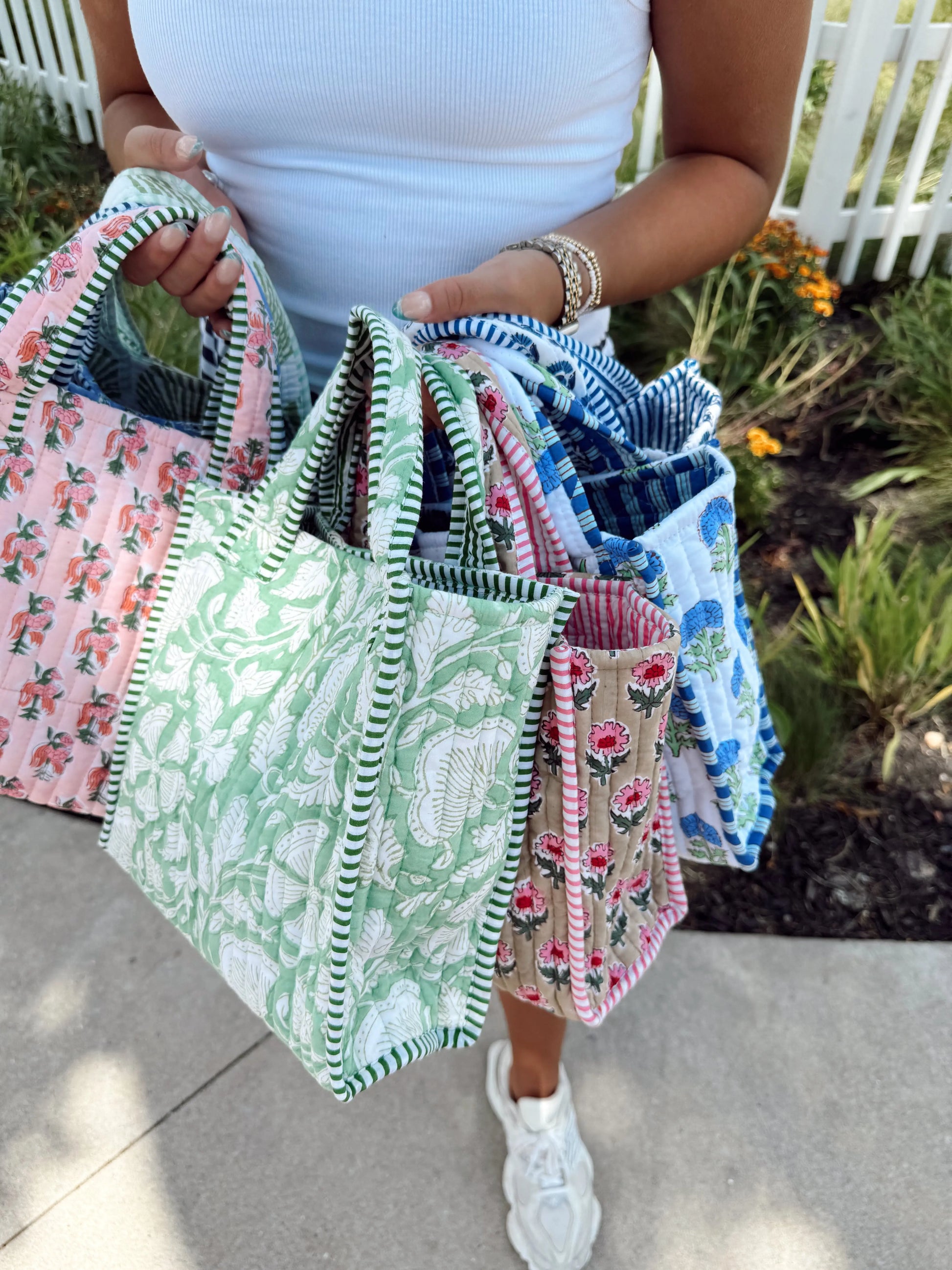Quilted Block-Print Mini Tote Bag KenzKustomz