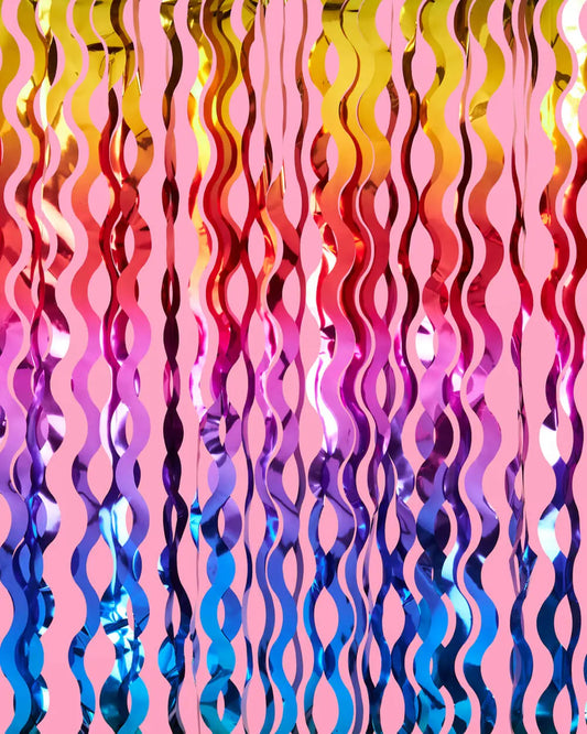 Rain On Me Curtain - wavy foil curtain xo, Fetti