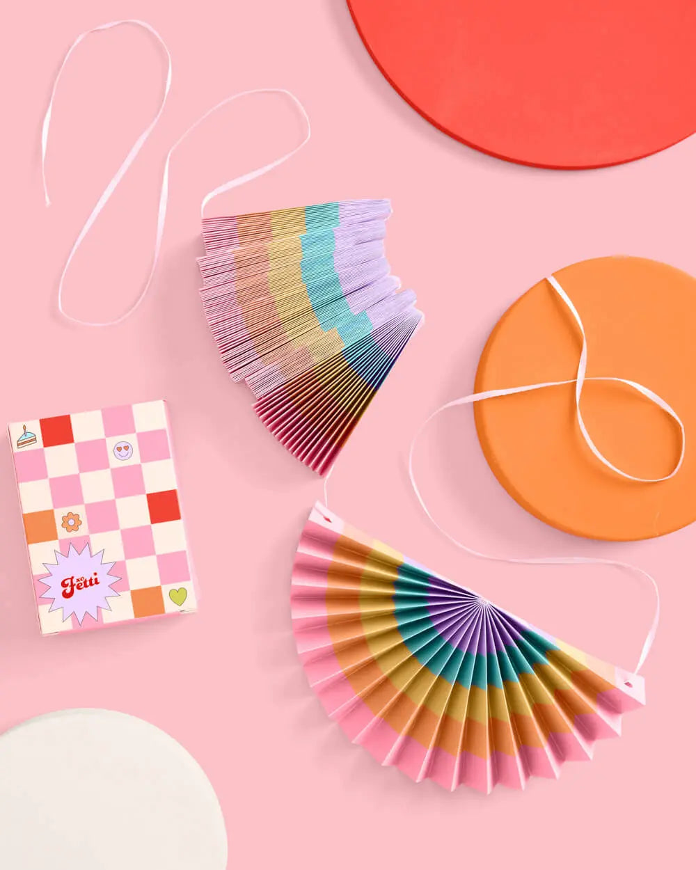Rainbow Banner - paper fan banner xo, Fetti