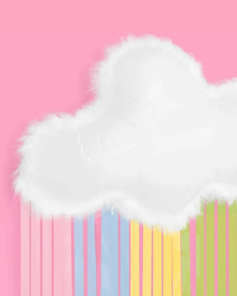 Rainbow Cloud Balloon - 27" feather trim balloon xo, Fetti