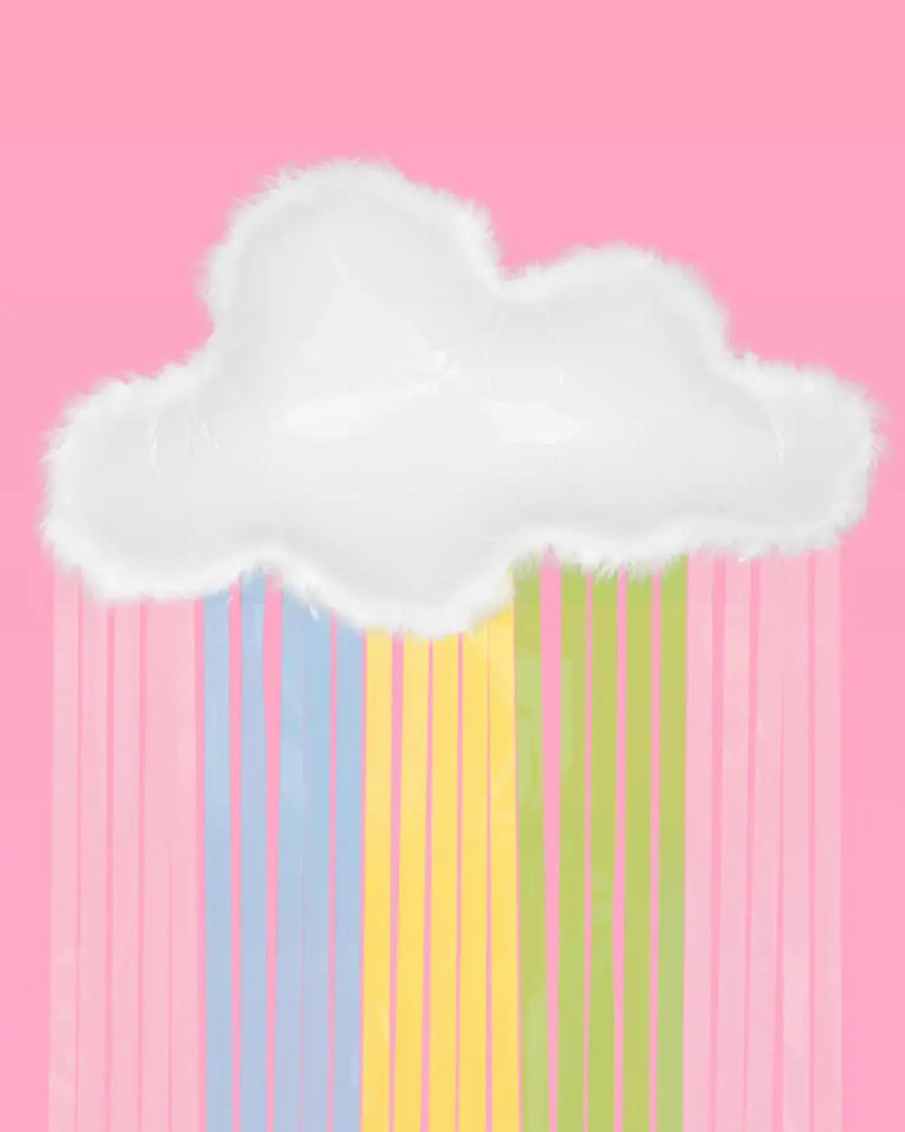 Rainbow Cloud Balloon - 27" feather trim balloon xo, Fetti
