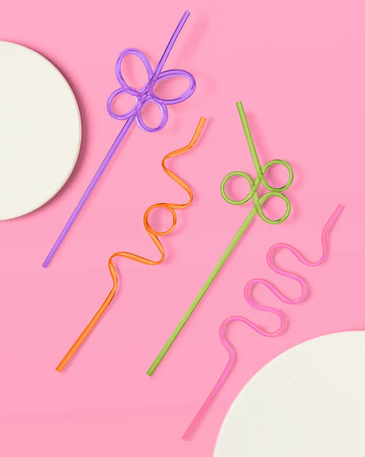 Rainbow Party Straws - 20 reusable straws xo, Fetti
