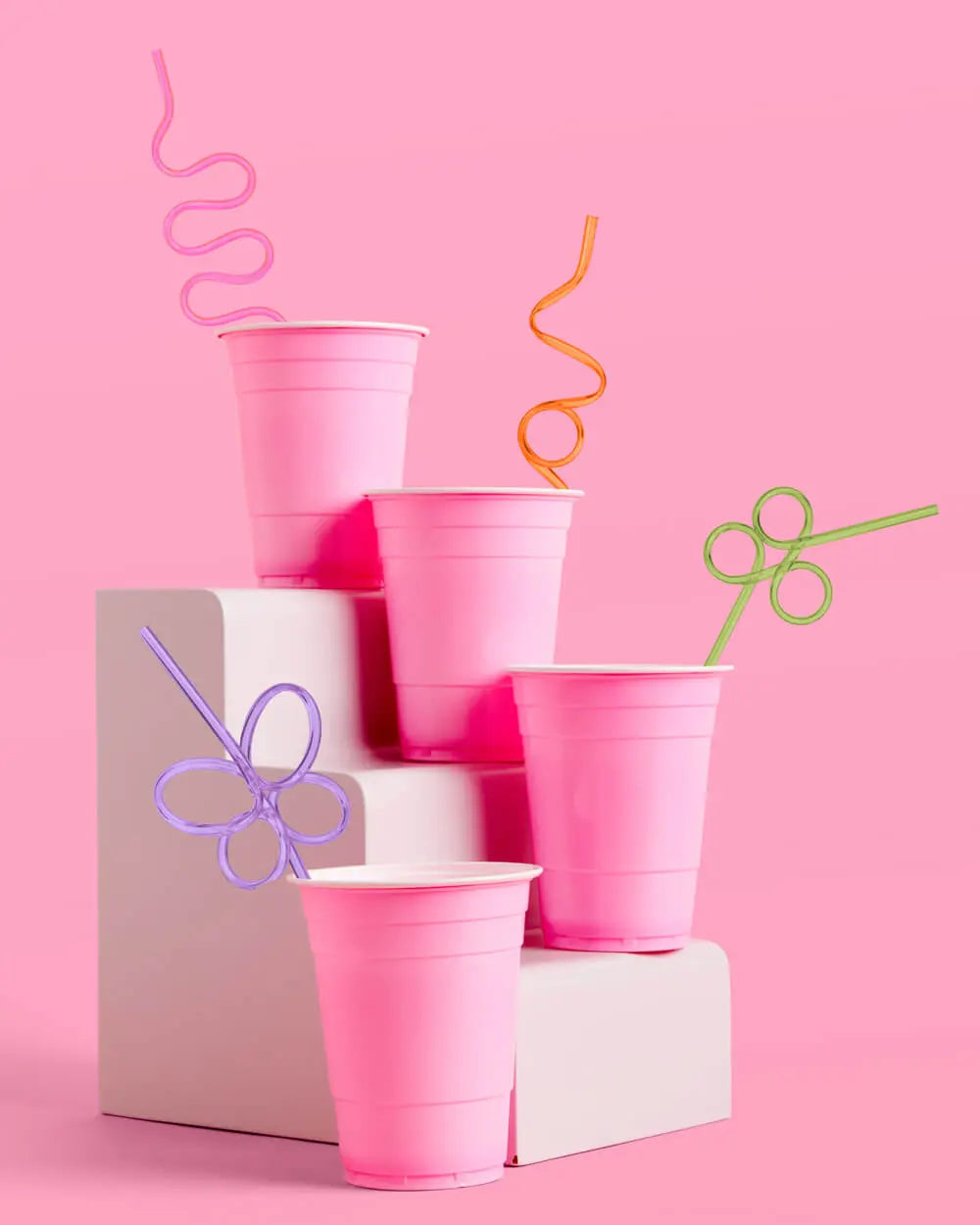 Rainbow Party Straws - 20 reusable straws xo, Fetti