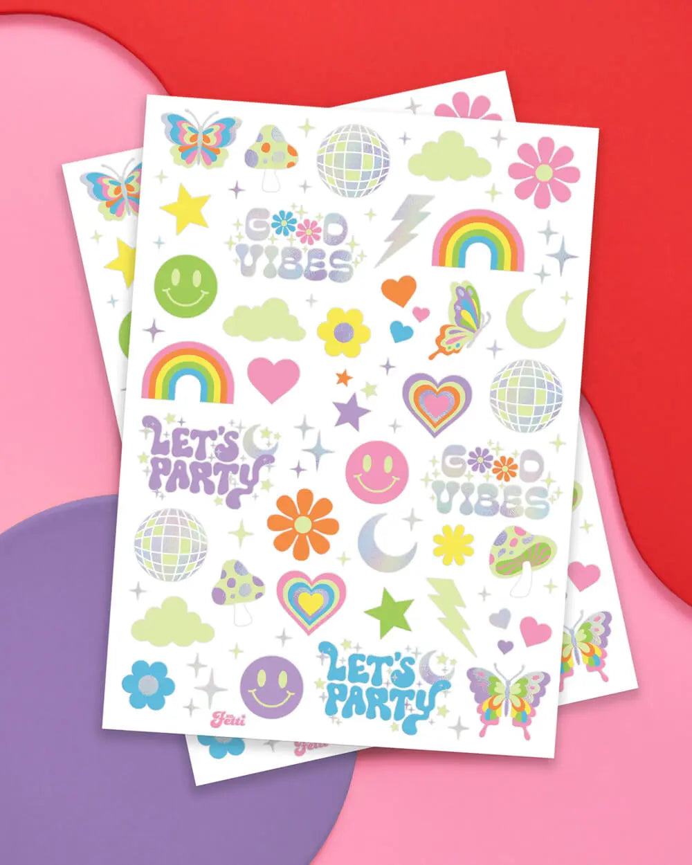 Rave Girl Glo Tats - 82 foil temporary tattoos xo, Fetti