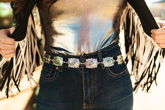 Rectangle Concho Chain Belt Wild Junkie