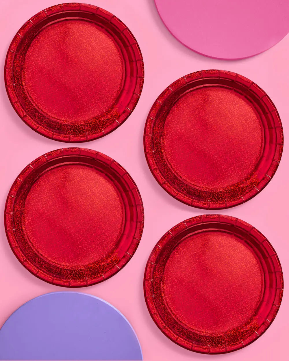 Red Shimmer Plates - 25 paper plates xo, Fetti