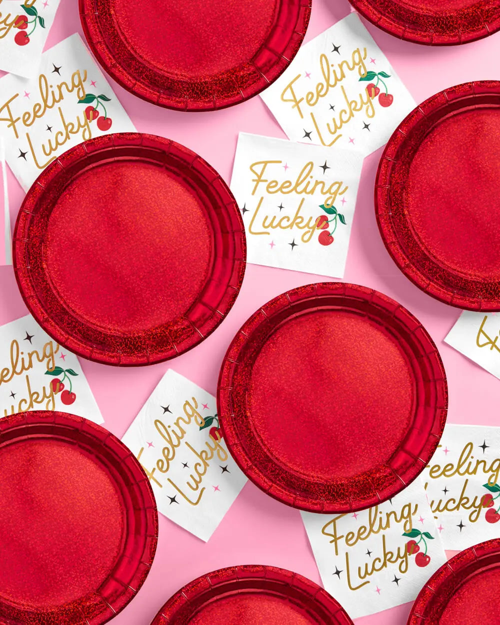 Red Shimmer Plates - 25 paper plates xo, Fetti