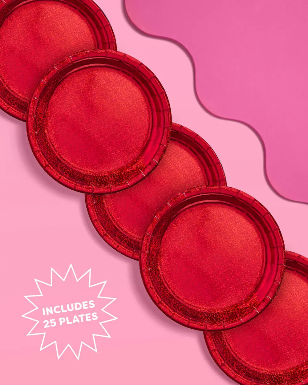 Red Shimmer Plates - 25 paper plates xo, Fetti