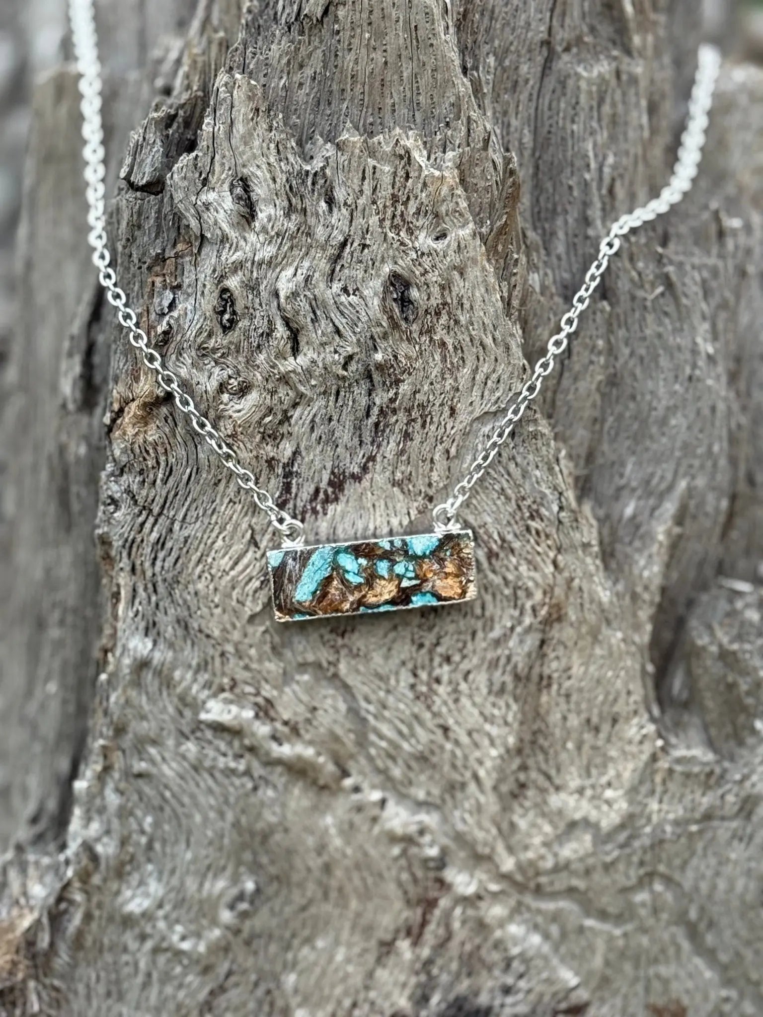Rustic Turquoise Bar Necklace Wild Junkie