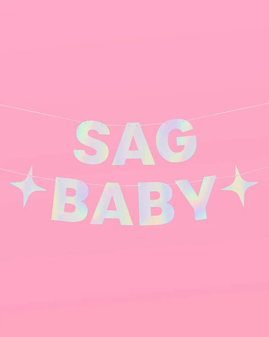 Sag Baby Banner - iridescent foil banner xo, Fetti