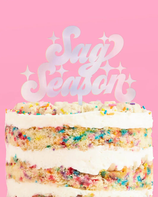 Sag Season Topper - acrylic cake topper xo, Fetti