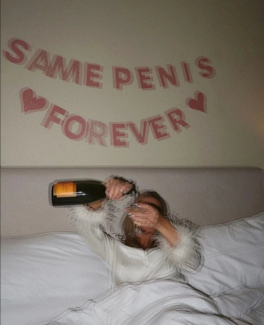 Same Penis 4ever Banner - pink glitter banner xo, Fetti