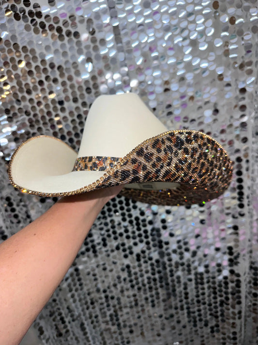 Sand & Leopard Hat (Square Style) Rhinestone Cowgirl