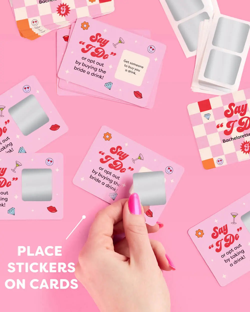 Say I Do Card Game -  25 scratch off dare cards xo, Fetti