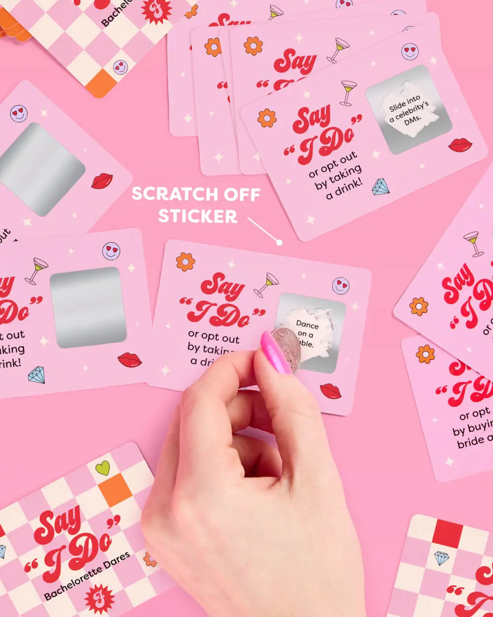 Say I Do Card Game -  25 scratch off dare cards xo, Fetti