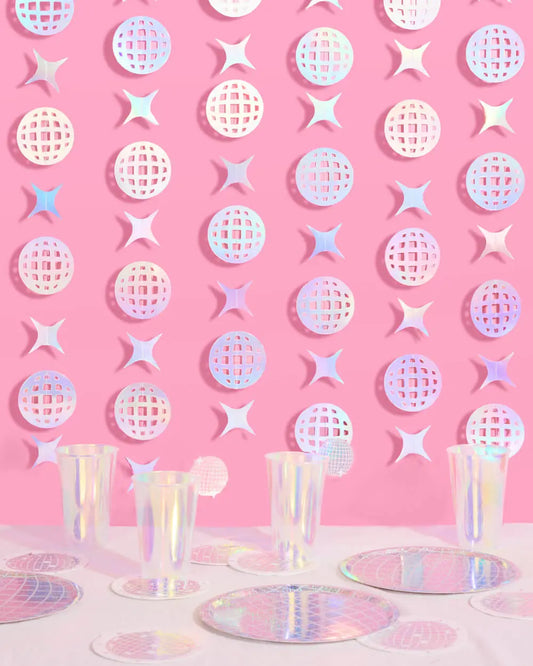Shimmer Disco Garland - iridescent foil backdrop xo, Fetti