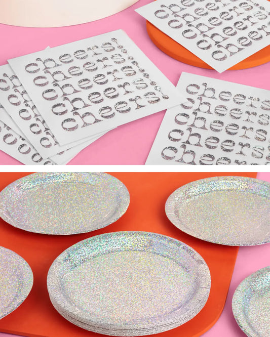 Shimmer Party Pack - plates + napkins xo, Fetti