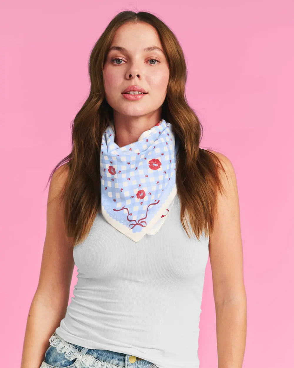 Short N' Sweet Headscarf - gingham cotton scarf xo, Fetti