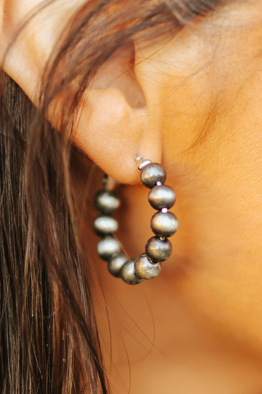 Silver Pearl Round Hoop Earrings Wild Junkie