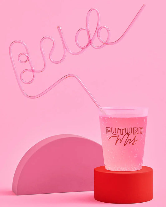 Sippin’ Pretty Straw - XL light pink Bride straw xo, Fetti