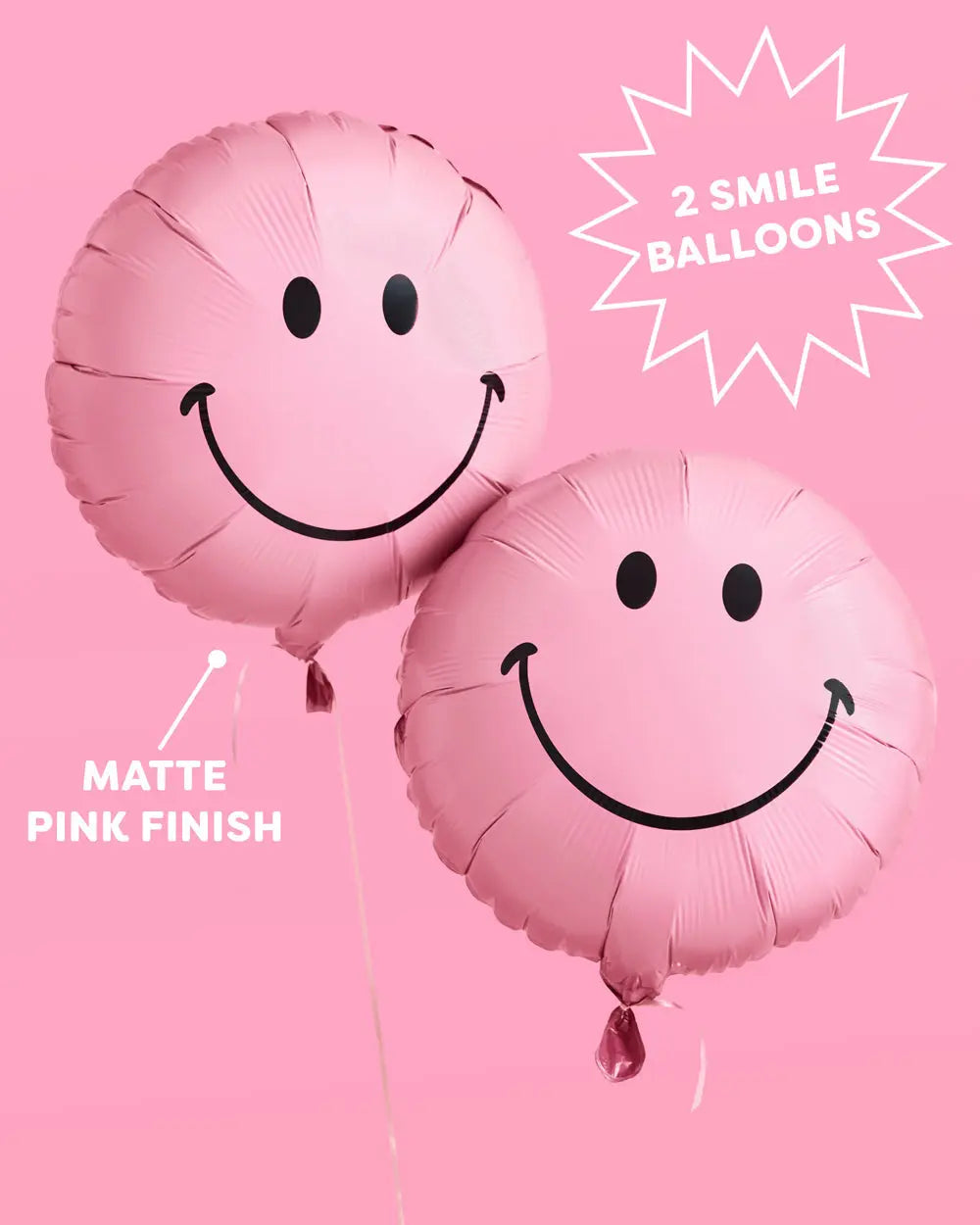 Smiley Balloons - 2 pink balloons xo, Fetti