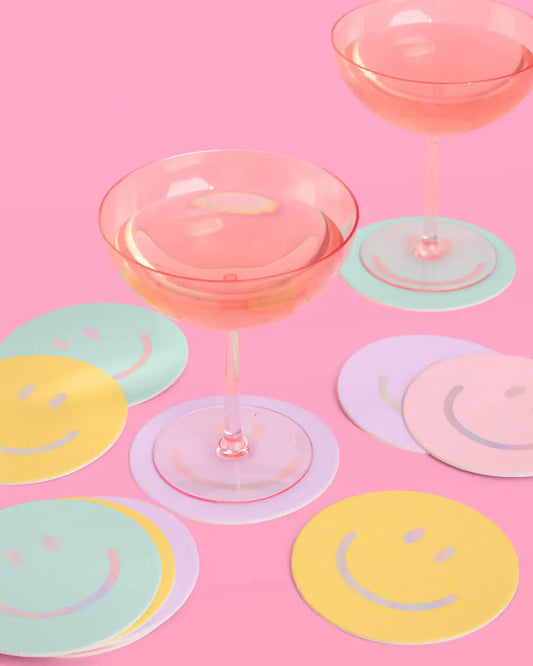 Smiley Coasters - 16 paper coasters xo, Fetti