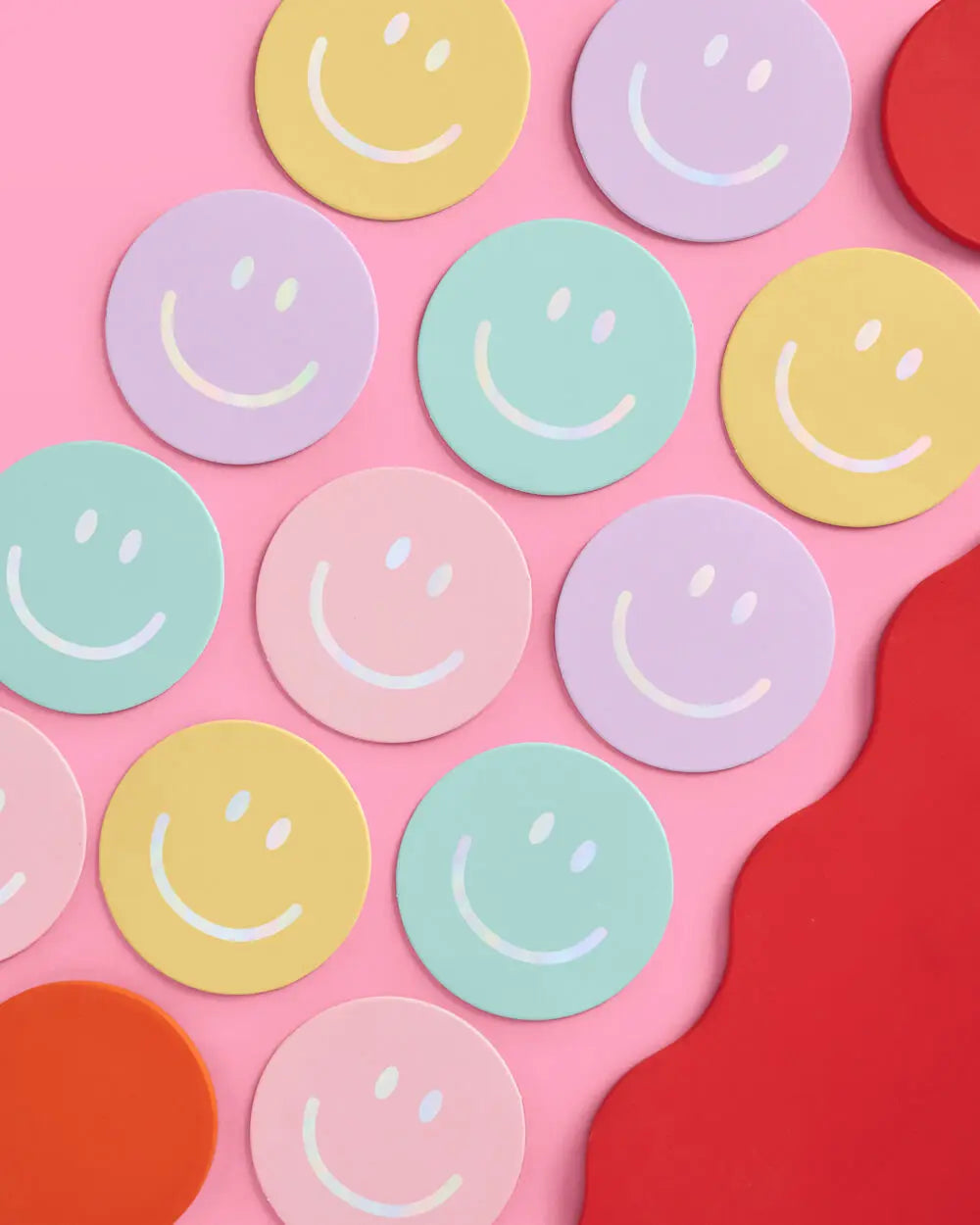 Smiley Coasters - 16 paper coasters xo, Fetti