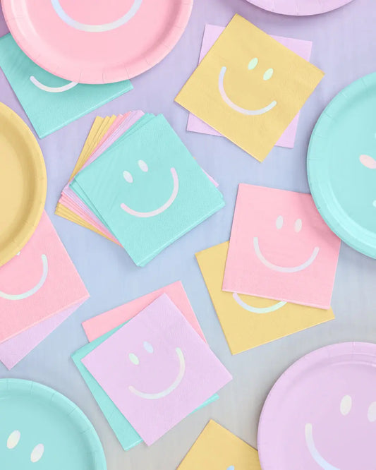 Smiley Napkin - 24 foil napkins xo, Fetti
