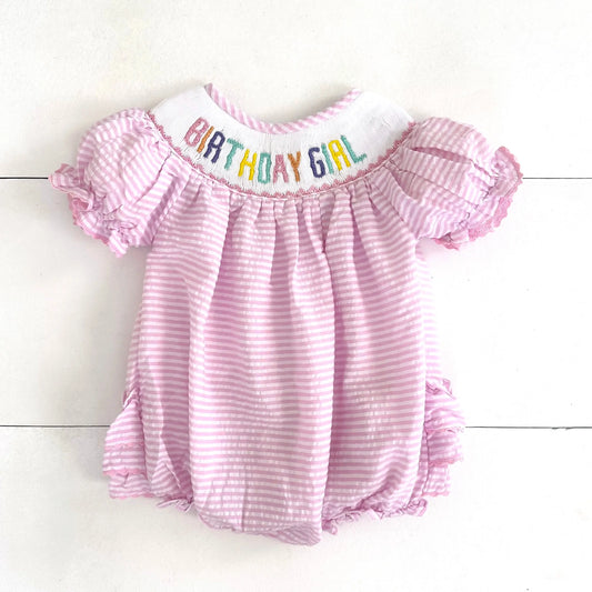 Smocked Birthday Girl Bubble - Latchkey 