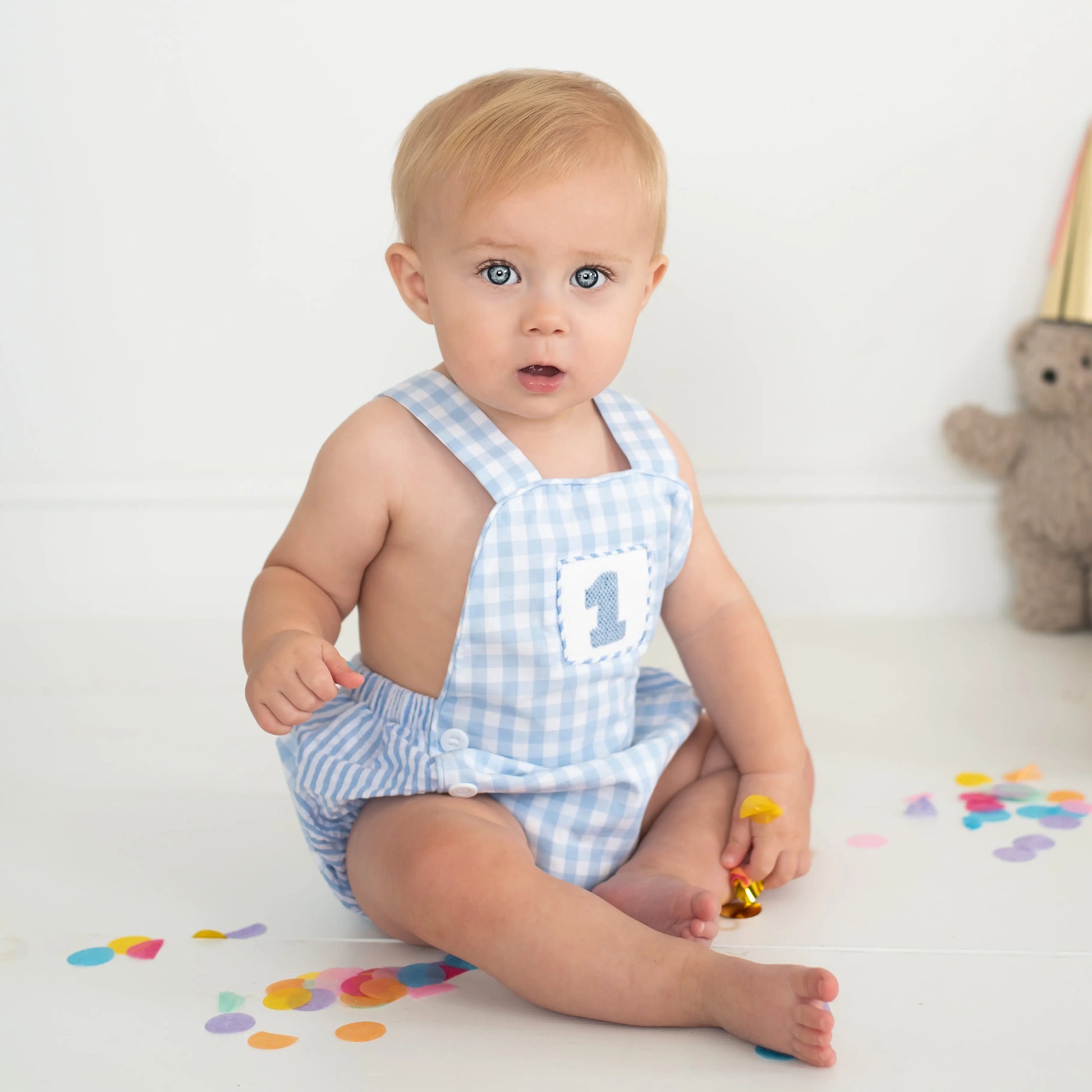 Smocked Blue First Birthday Bubble - Latchkey