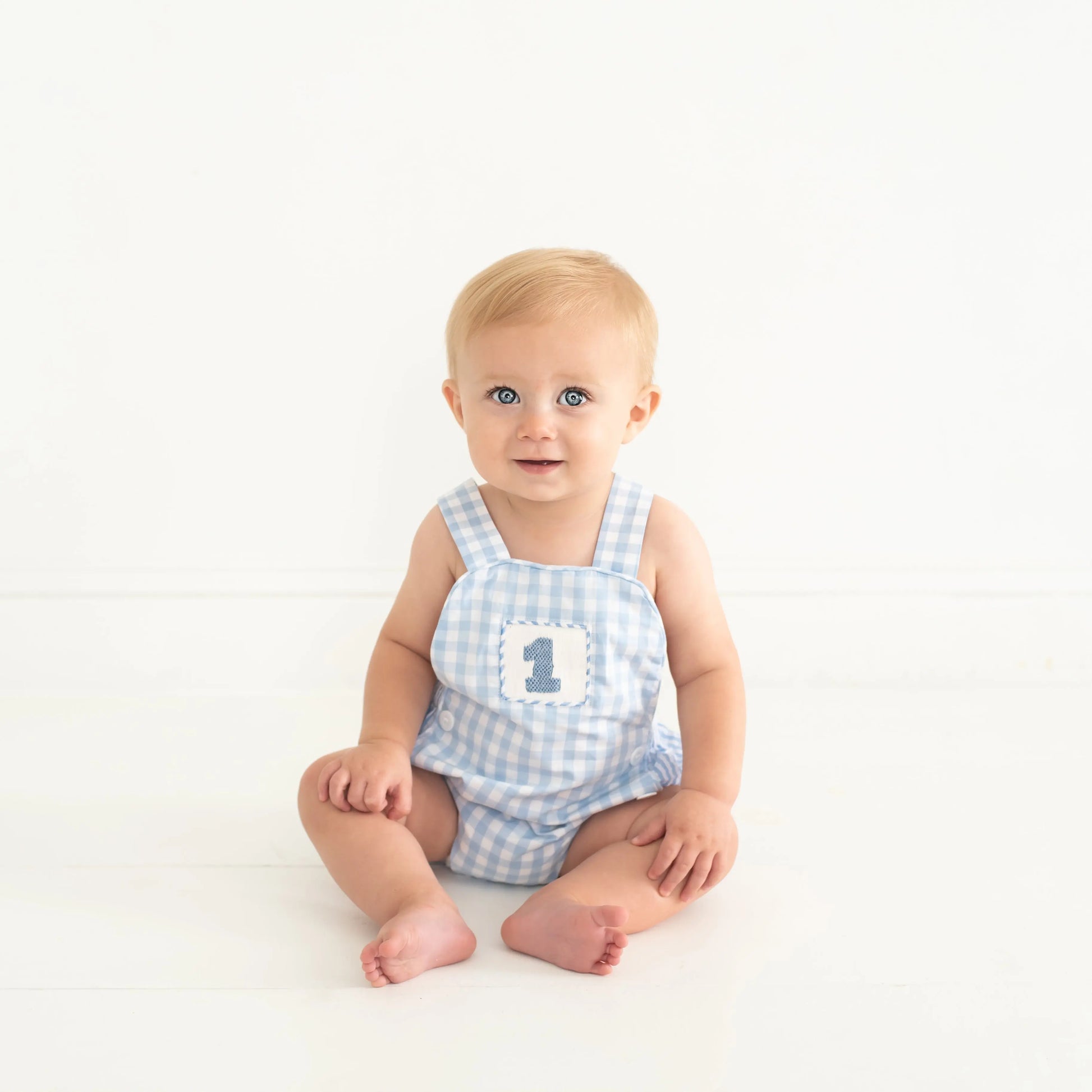 Smocked Blue First Birthday Bubble - Latchkey