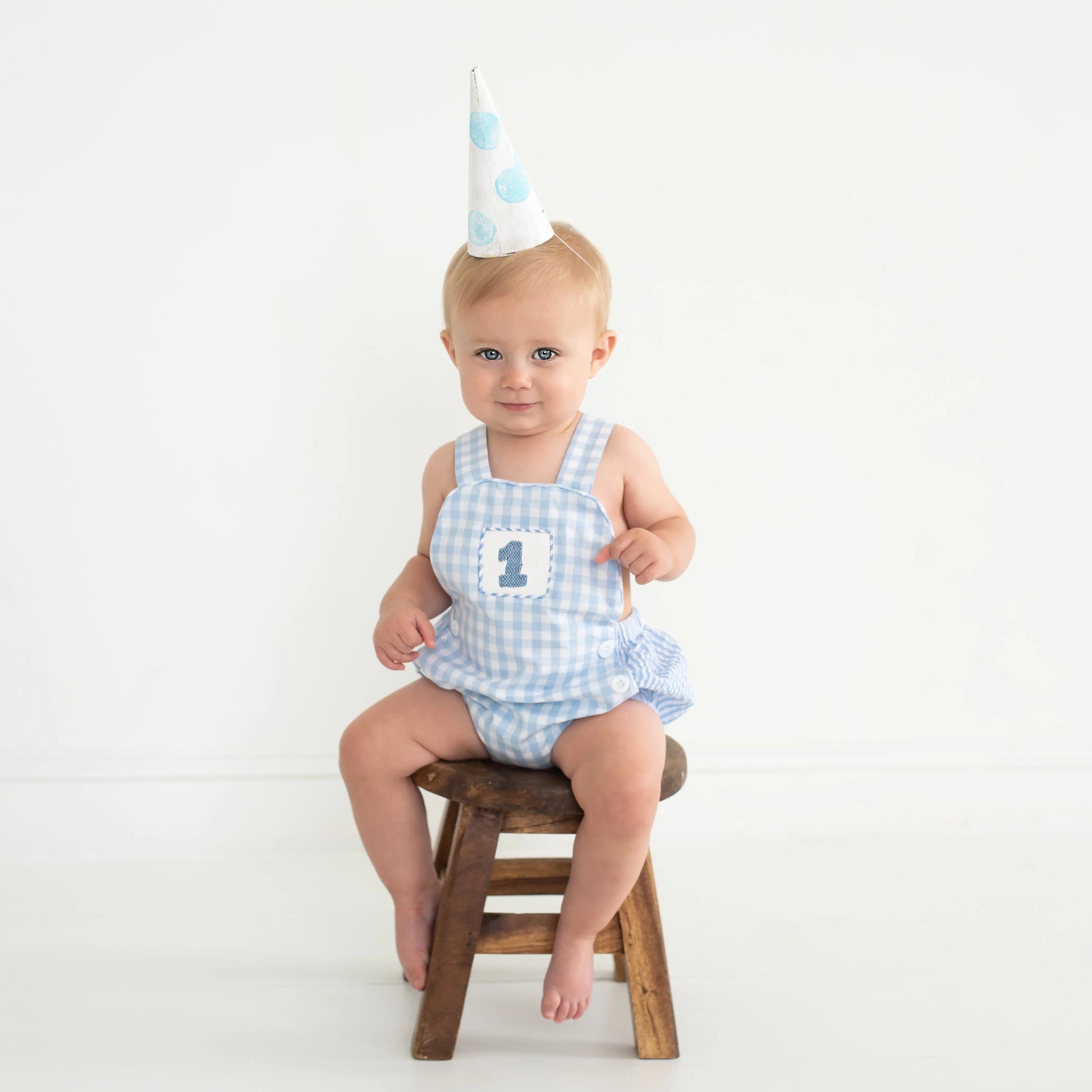 Smocked Blue First Birthday Bubble - Latchkey