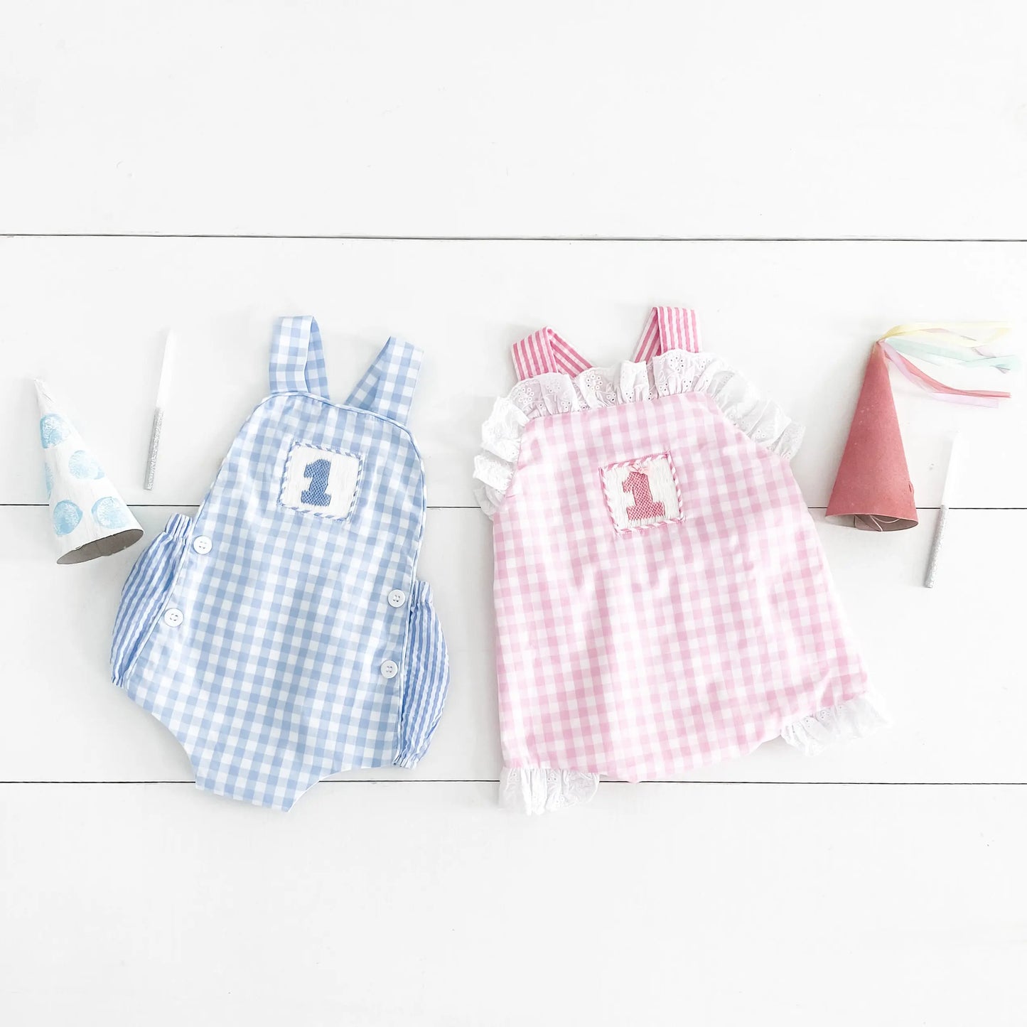 Smocked Blue First Birthday Bubble - Latchkey