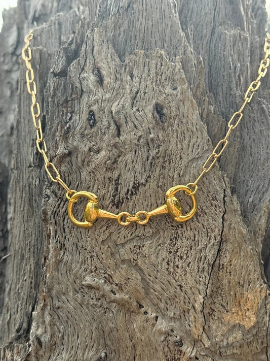 Snaffle Bit Gold Paperclip Chain Necklace Wild Junkie