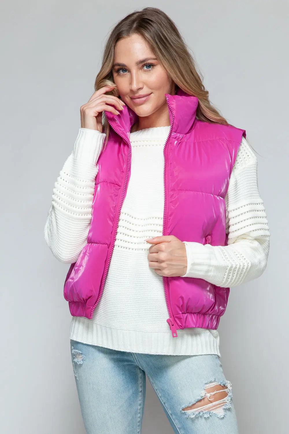 Snobbish Fine Fur Lining Quilted Vest Trendsi