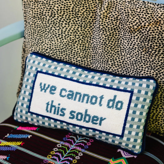 Sober Needlepoint Pillow Furbish Studio