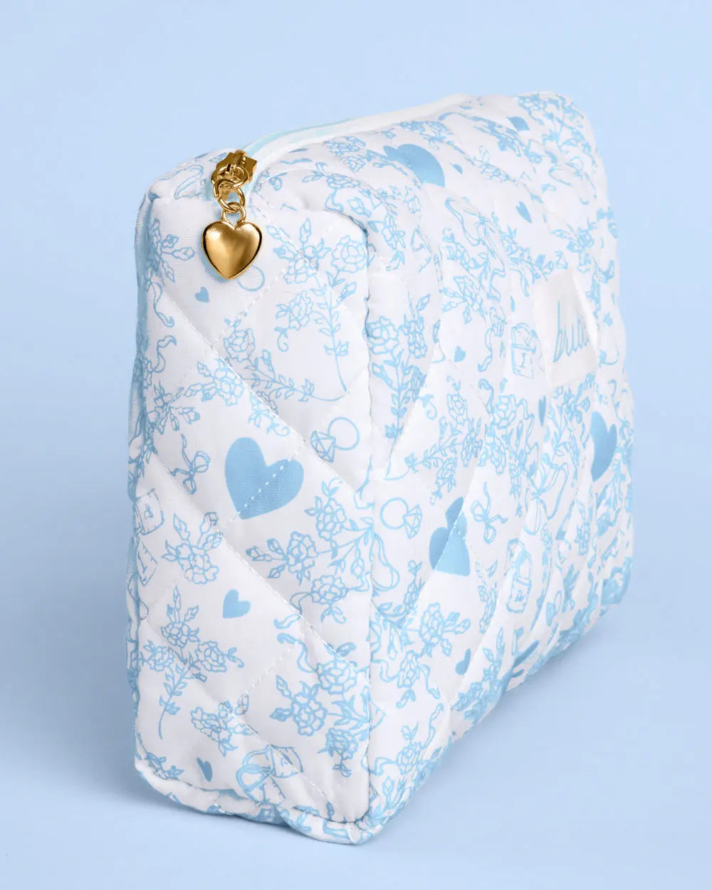 Something Blue Bag - quilted cosmetic bag xo, Fetti