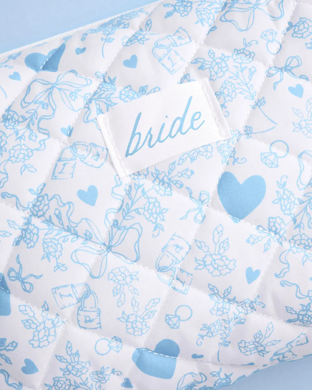 Something Blue Bag - quilted cosmetic bag xo, Fetti