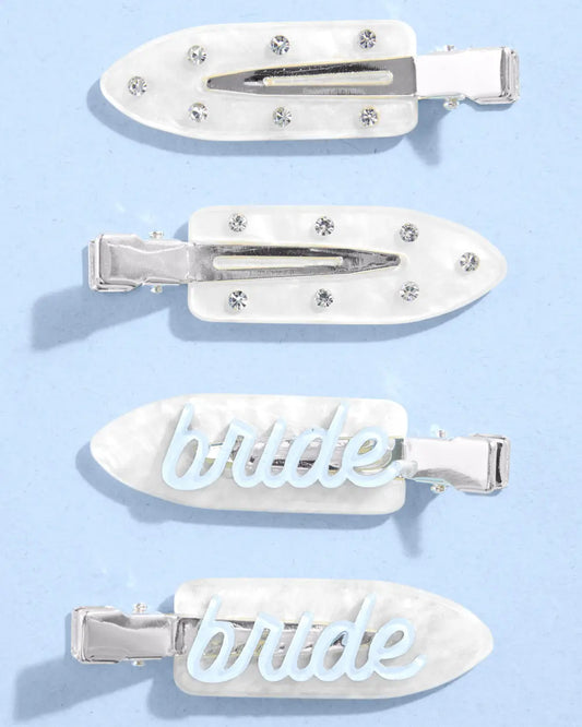 Something Blue Clips - 4 white acrylic clips xo, Fetti