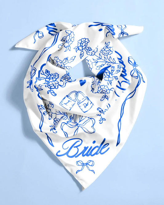 Something Blue Headscarf - white silk bride head scarf xo, Fetti