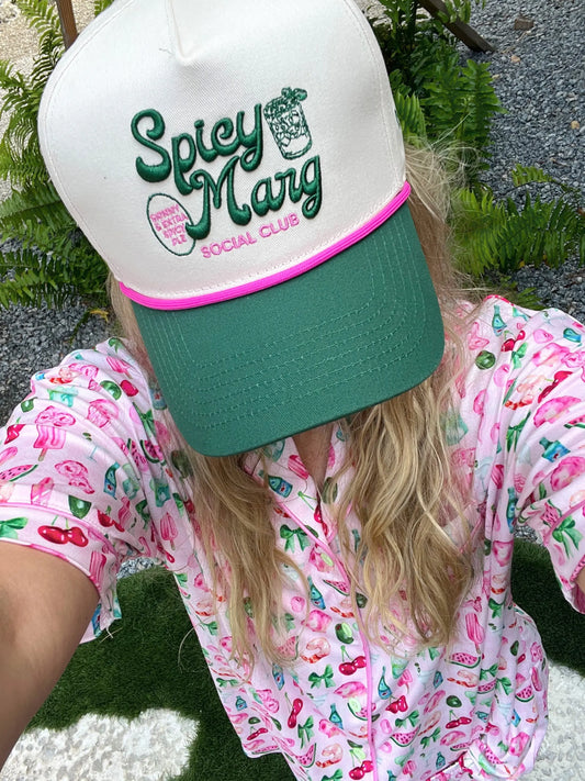 Spicy Marg Social Club - Green Vintage Trucker Hat KenzKustomz