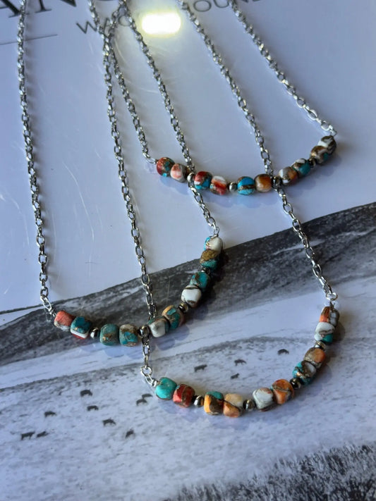 Spiny Oyster Turquoise Beaded Chain Necklace Wild Junkie