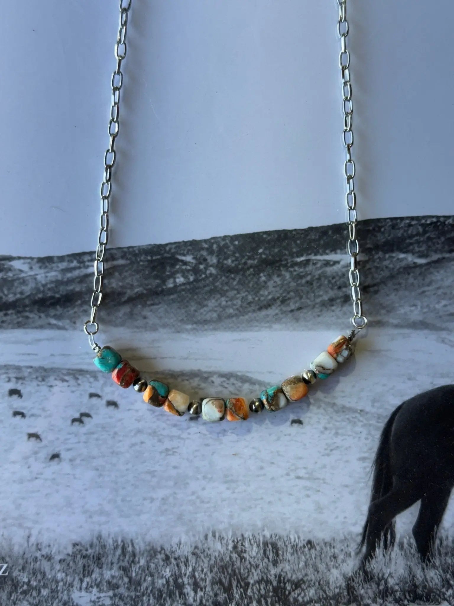 Spiny Oyster Turquoise Beaded Chain Necklace Wild Junkie