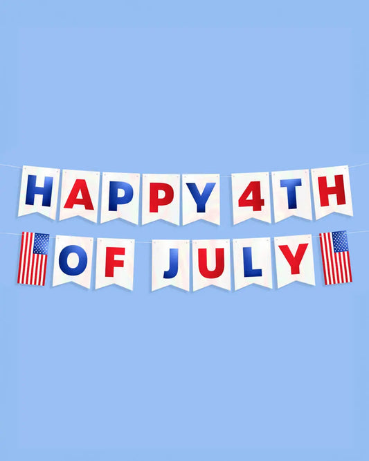 Stars & Stripes Banner - white foil banner xo, Fetti