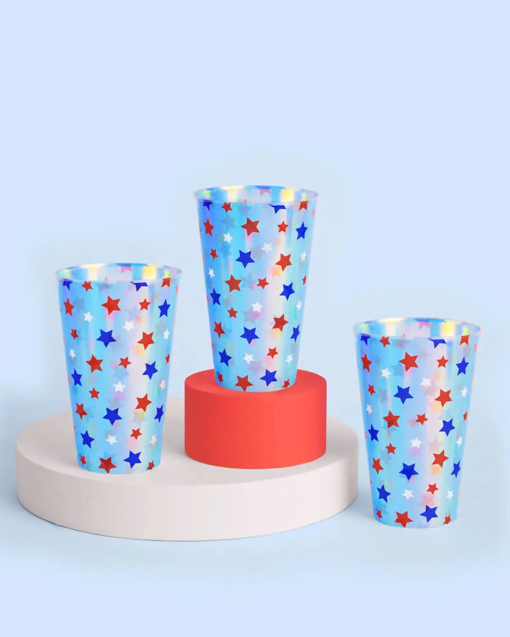 Stars & Stripes Cups - 16 iridescent 16 oz cups xo, Fetti