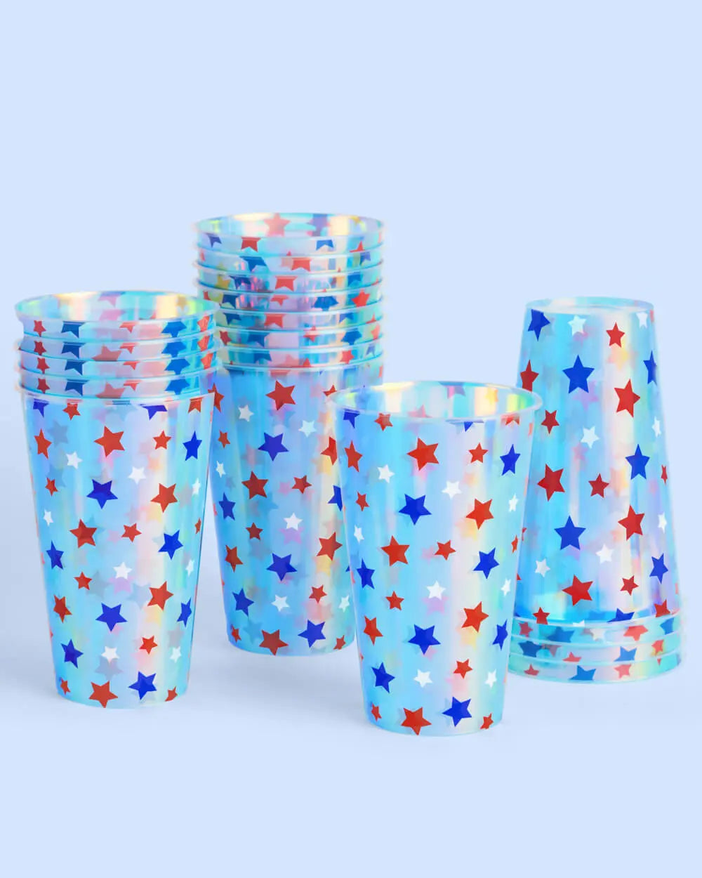 Stars & Stripes Cups - 16 iridescent 16 oz cups xo, Fetti