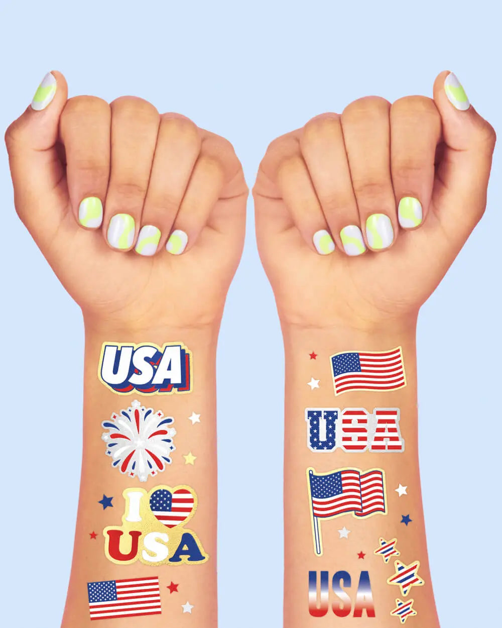Stars & Stripes Tats - 70 foil temporary tattoos xo, Fetti