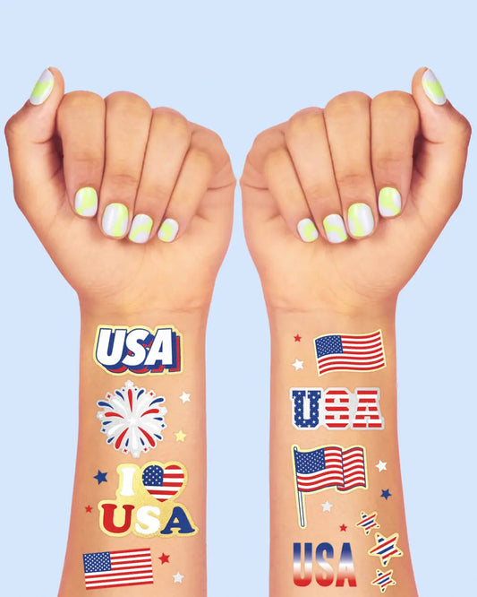 Stars & Stripes Tats - 70 foil temporary tattoos xo, Fetti